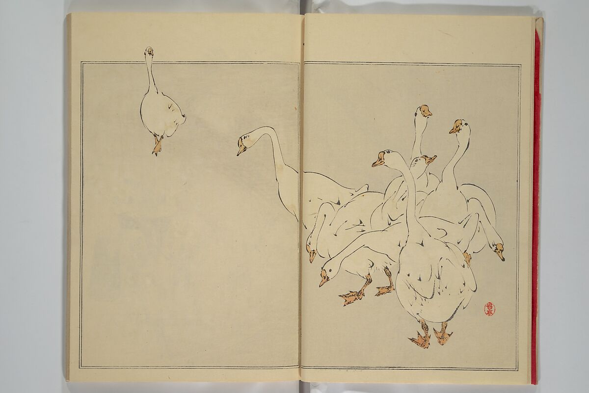 Picture Album of Birds and Flowers (Seitei Kachō gafu)  省亭花鳥画譜, Watanabe Seitei 渡辺省亭 (Japanese, 1851–1918), Set of three woodblock printed books attached by thread binding; ink and color on paper, Japan
