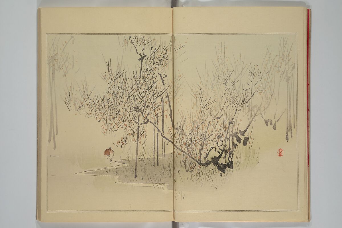 Picture Album of Birds and Flowers (Seitei Kachō gafu)  省亭花鳥画譜, Watanabe Seitei 渡辺省亭 (Japanese, 1851–1918), Set of three woodblock printed books attached by thread binding; ink and color on paper, Japan