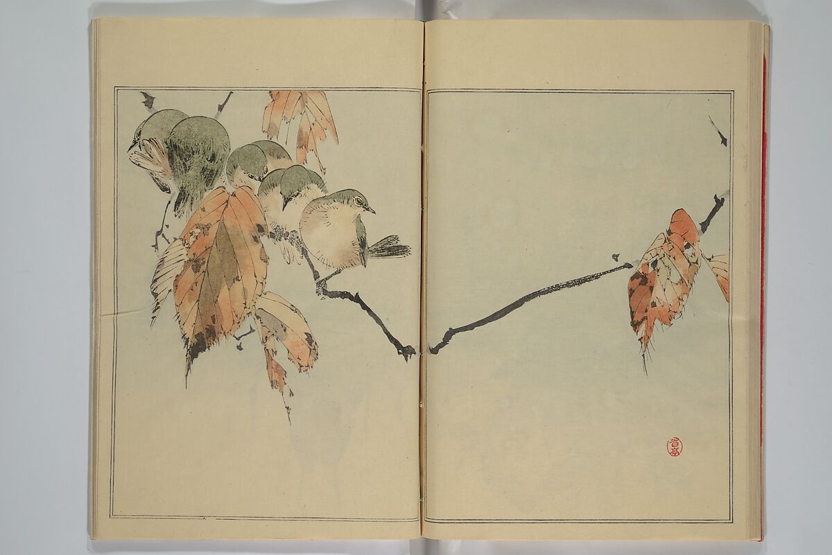 Picture Album of Birds and Flowers (Seitei Kachō gafu)  省亭花鳥画譜, Watanabe Seitei 渡辺省亭 (Japanese, 1851–1918), Set of three woodblock printed books attached by thread binding; ink and color on paper, Japan