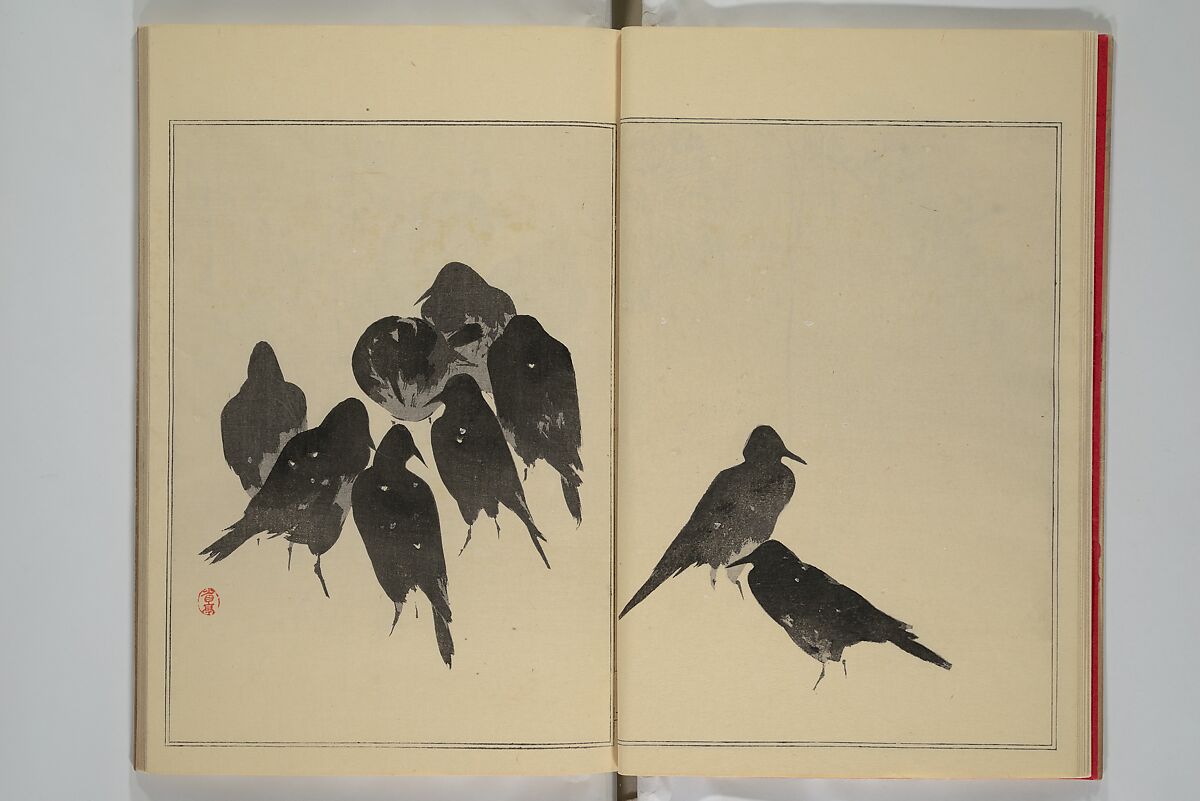 Picture Album of Birds and Flowers (Seitei Kachō gafu)  省亭花鳥画譜, Watanabe Seitei 渡辺省亭 (Japanese, 1851–1918), Set of three woodblock printed books attached by thread binding; ink and color on paper, Japan