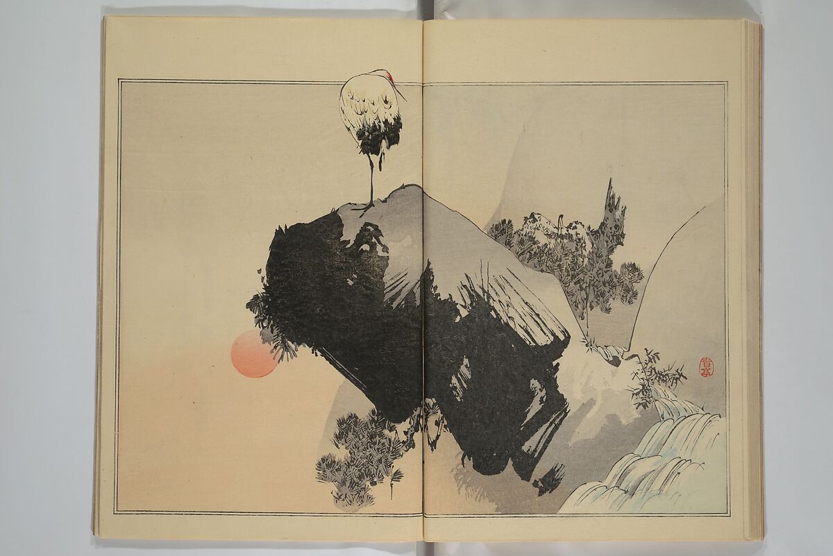 Picture Album of Birds and Flowers (Seitei Kachō gafu)  省亭花鳥画譜, Watanabe Seitei 渡辺省亭 (Japanese, 1851–1918), Set of three woodblock printed books attached by thread binding; ink and color on paper, Japan