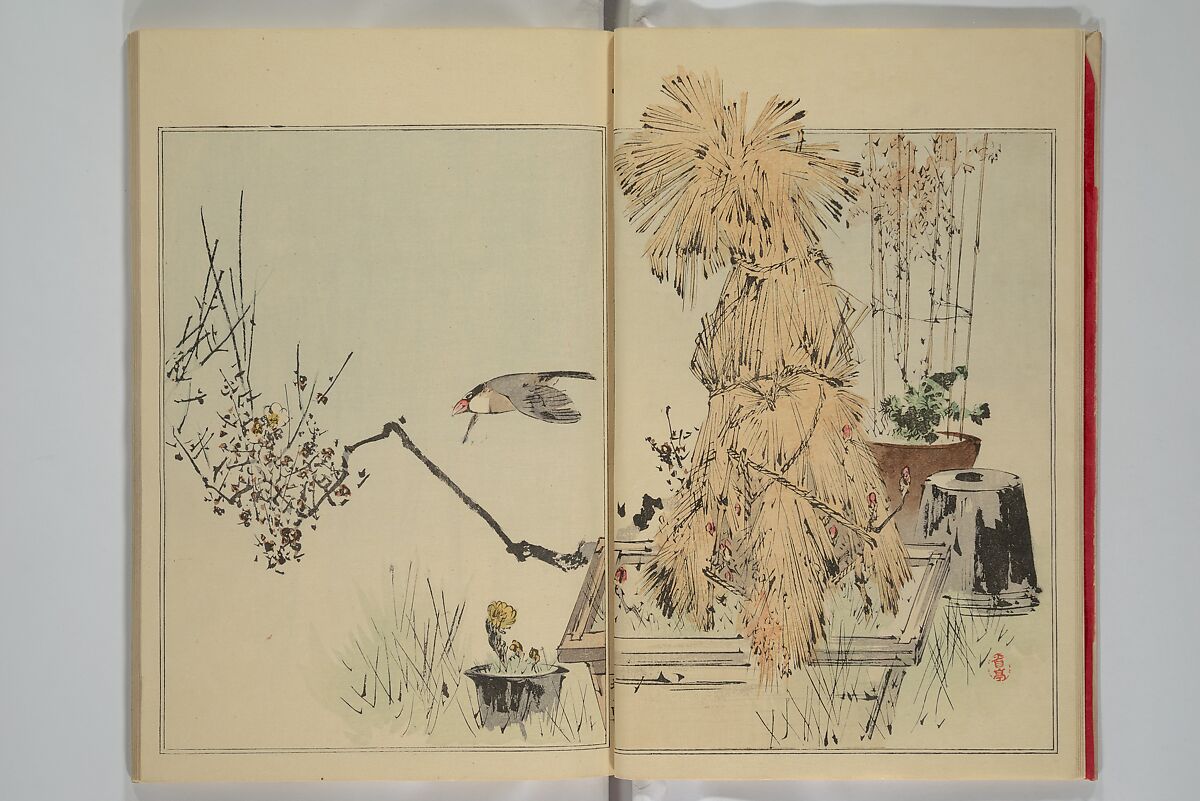 Picture Album of Birds and Flowers (Seitei Kachō gafu)  省亭花鳥画譜, Watanabe Seitei 渡辺省亭 (Japanese, 1851–1918), Set of three woodblock printed books attached by thread binding; ink and color on paper, Japan