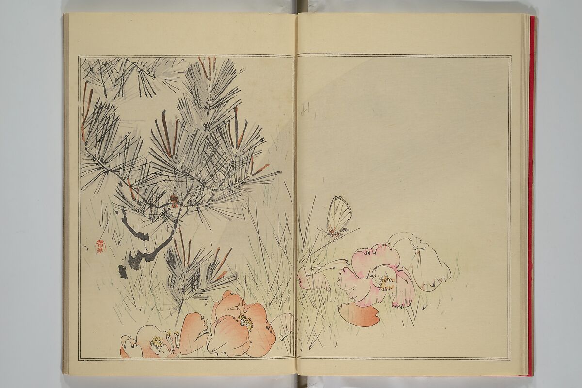 Picture Album of Birds and Flowers (Seitei Kachō gafu)  省亭花鳥画譜, Watanabe Seitei 渡辺省亭 (Japanese, 1851–1918), Set of three woodblock printed books attached by thread binding; ink and color on paper, Japan