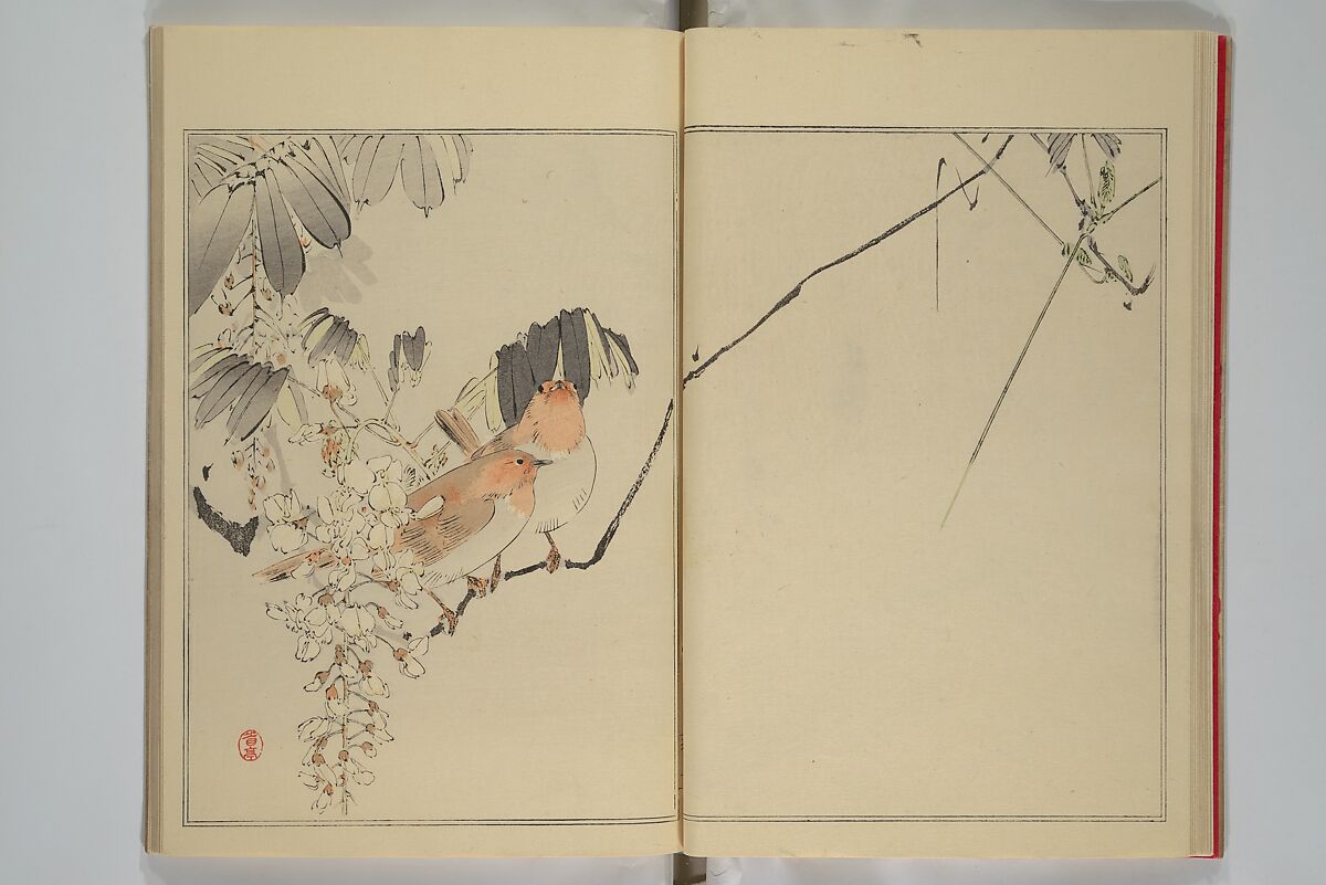 Picture Album of Birds and Flowers (Seitei Kachō gafu)  省亭花鳥画譜, Watanabe Seitei 渡辺省亭 (Japanese, 1851–1918), Set of three woodblock printed books attached by thread binding; ink and color on paper, Japan