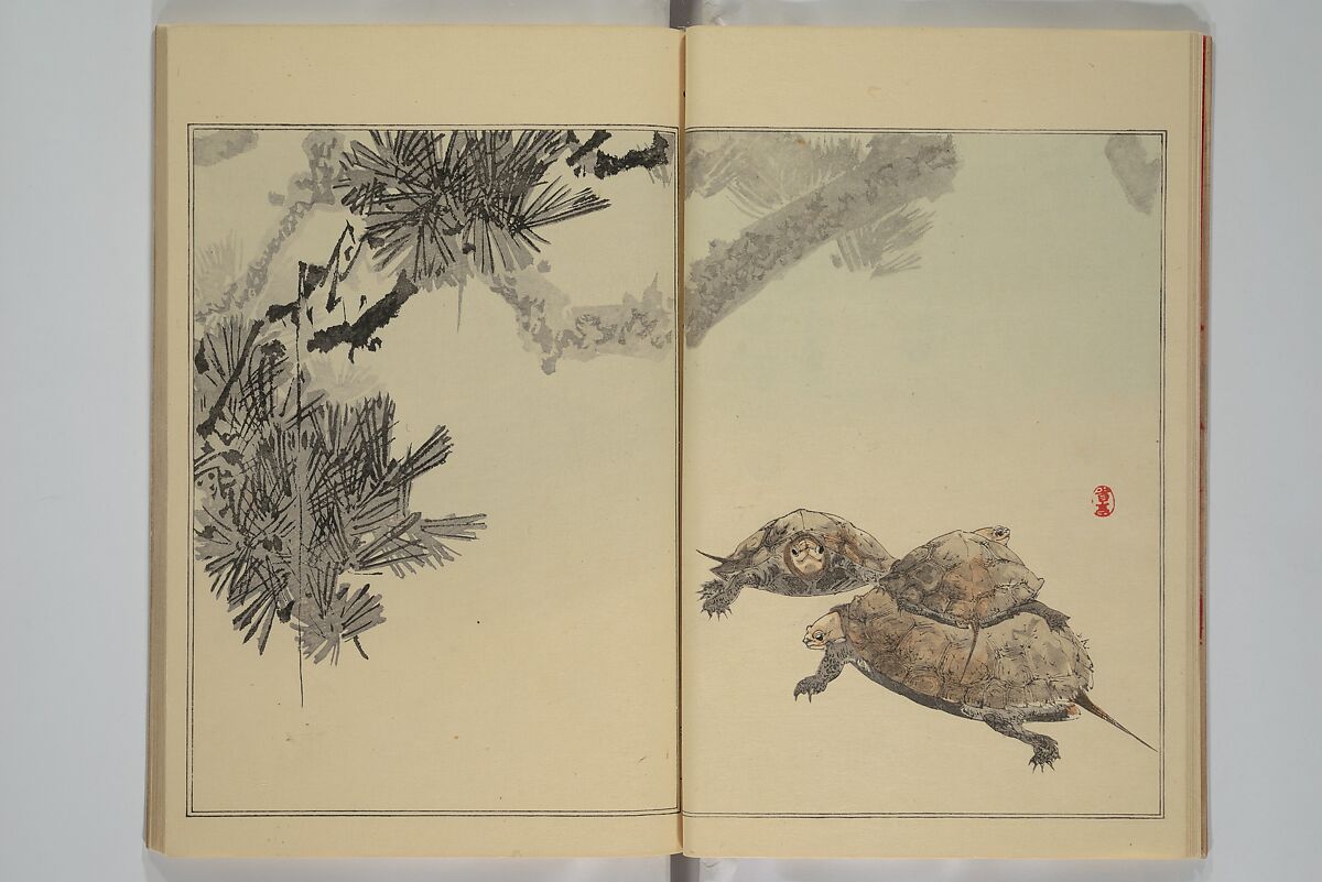 Picture Album of Birds and Flowers (Seitei Kachō gafu)  省亭花鳥画譜, Watanabe Seitei 渡辺省亭 (Japanese, 1851–1918), Set of three woodblock printed books attached by thread binding; ink and color on paper, Japan