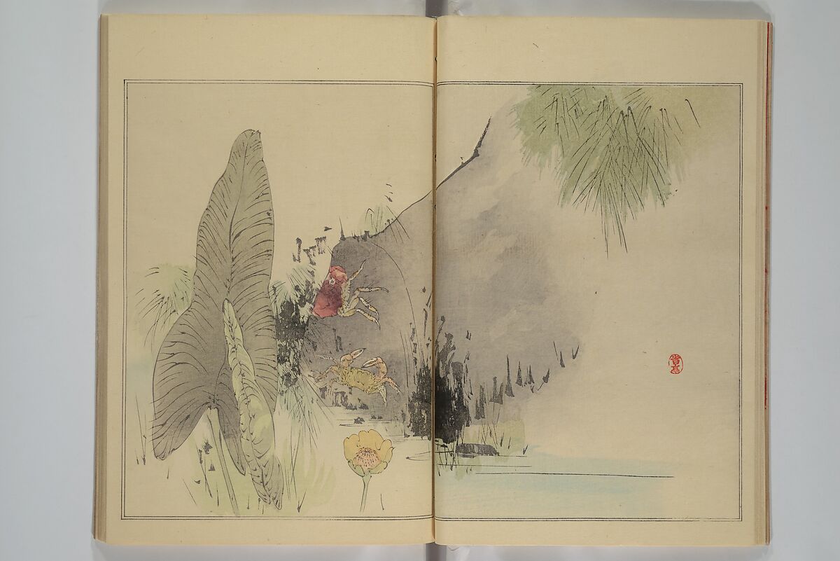Picture Album of Birds and Flowers (Seitei Kachō gafu)  省亭花鳥画譜, Watanabe Seitei 渡辺省亭 (Japanese, 1851–1918), Set of three woodblock printed books attached by thread binding; ink and color on paper, Japan