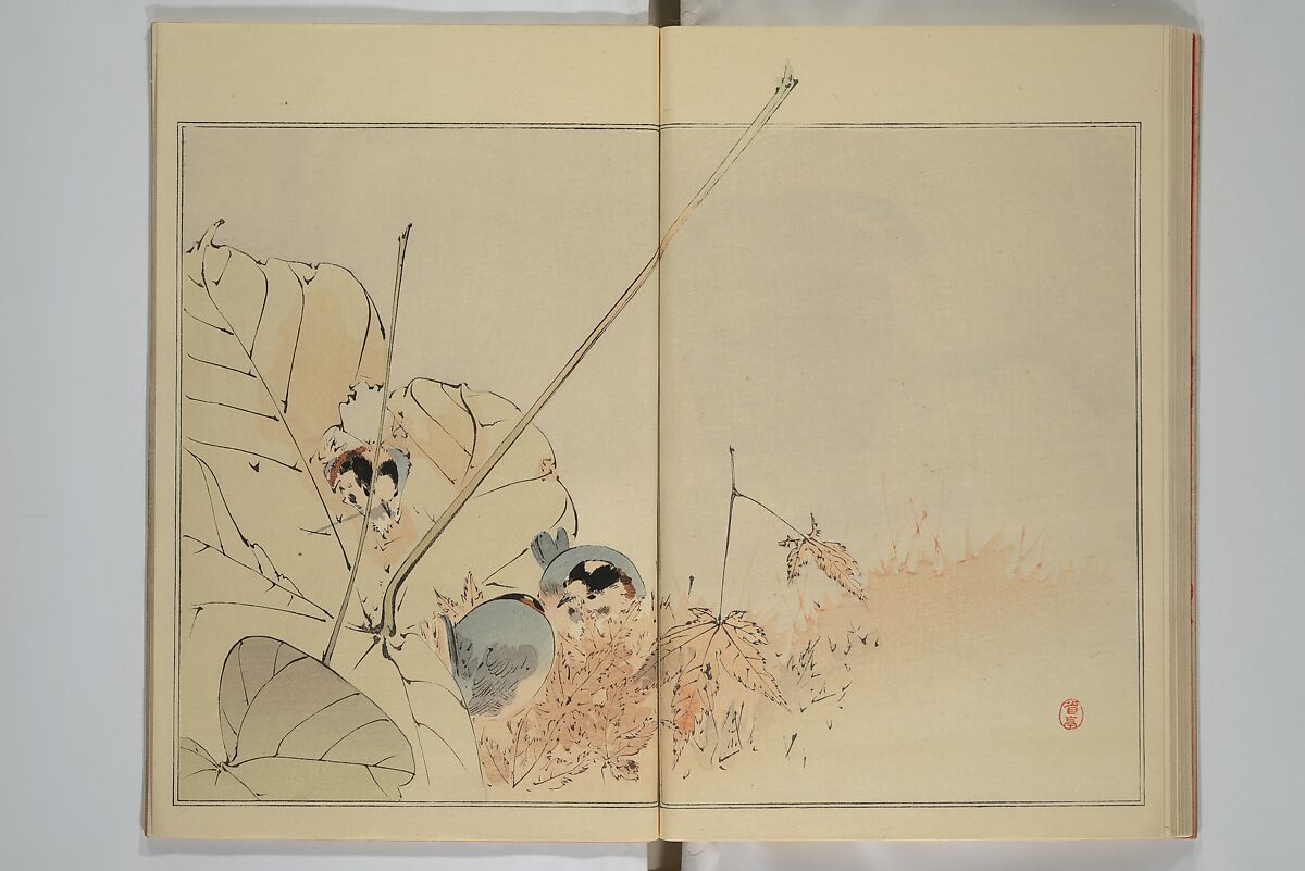 Picture Album of Birds and Flowers (Seitei Kachō gafu)  省亭花鳥画譜, Watanabe Seitei 渡辺省亭 (Japanese, 1851–1918), Set of three woodblock printed books attached by thread binding; ink and color on paper, Japan