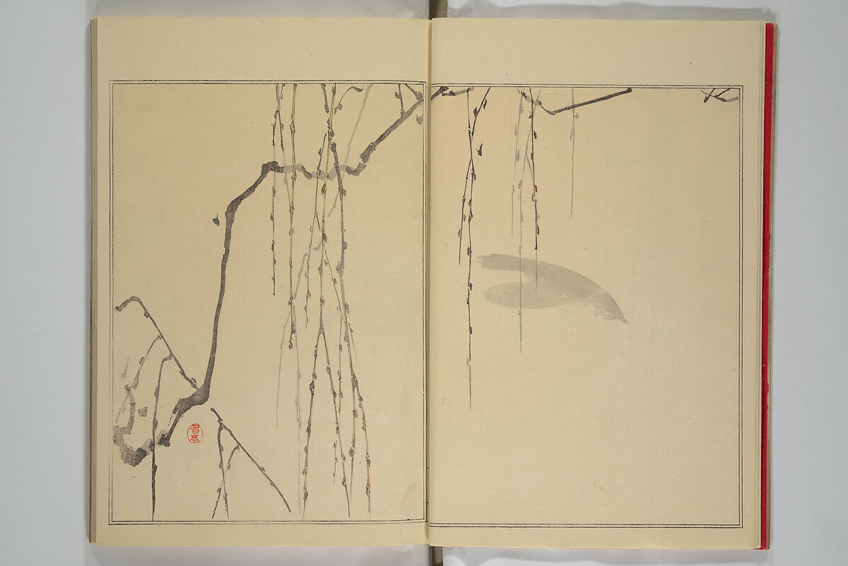 Picture Album of Birds and Flowers (Seitei Kachō gafu)  省亭花鳥画譜, Watanabe Seitei 渡辺省亭 (Japanese, 1851–1918), Set of three woodblock printed books attached by thread binding; ink and color on paper, Japan 