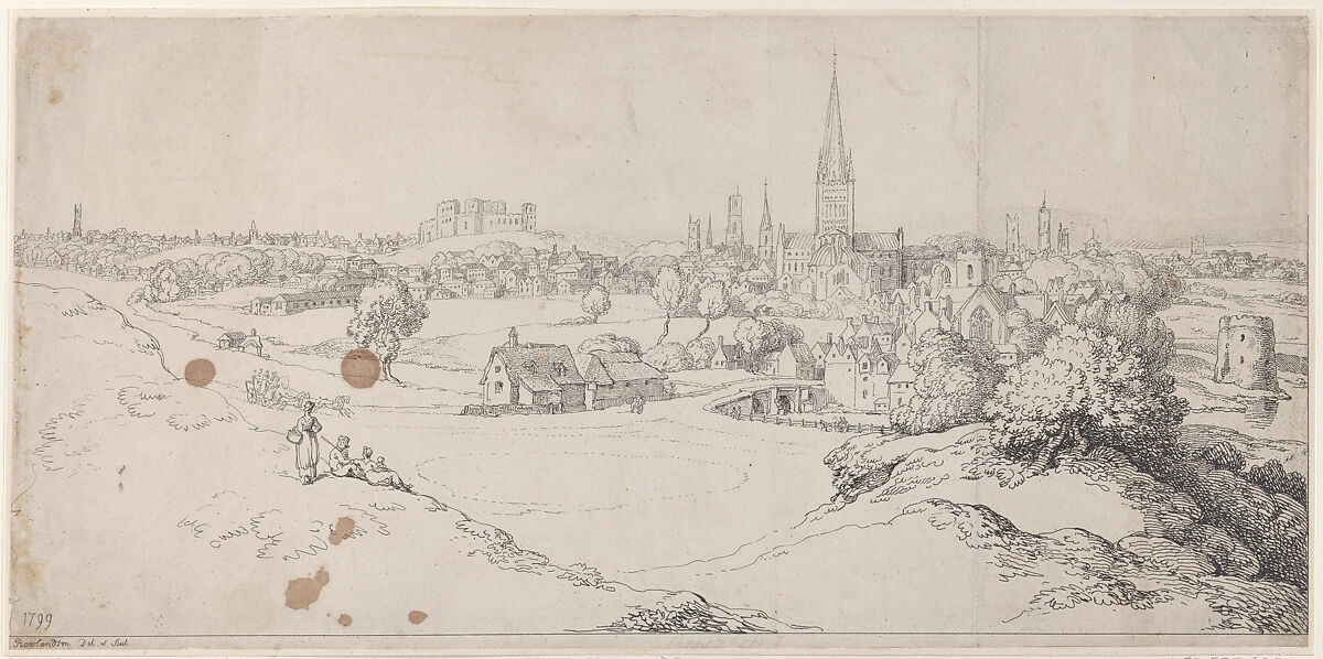 View of Norwich From St. James Hill, Thomas Rowlandson (British, London 1757–1827 London), Etching 
