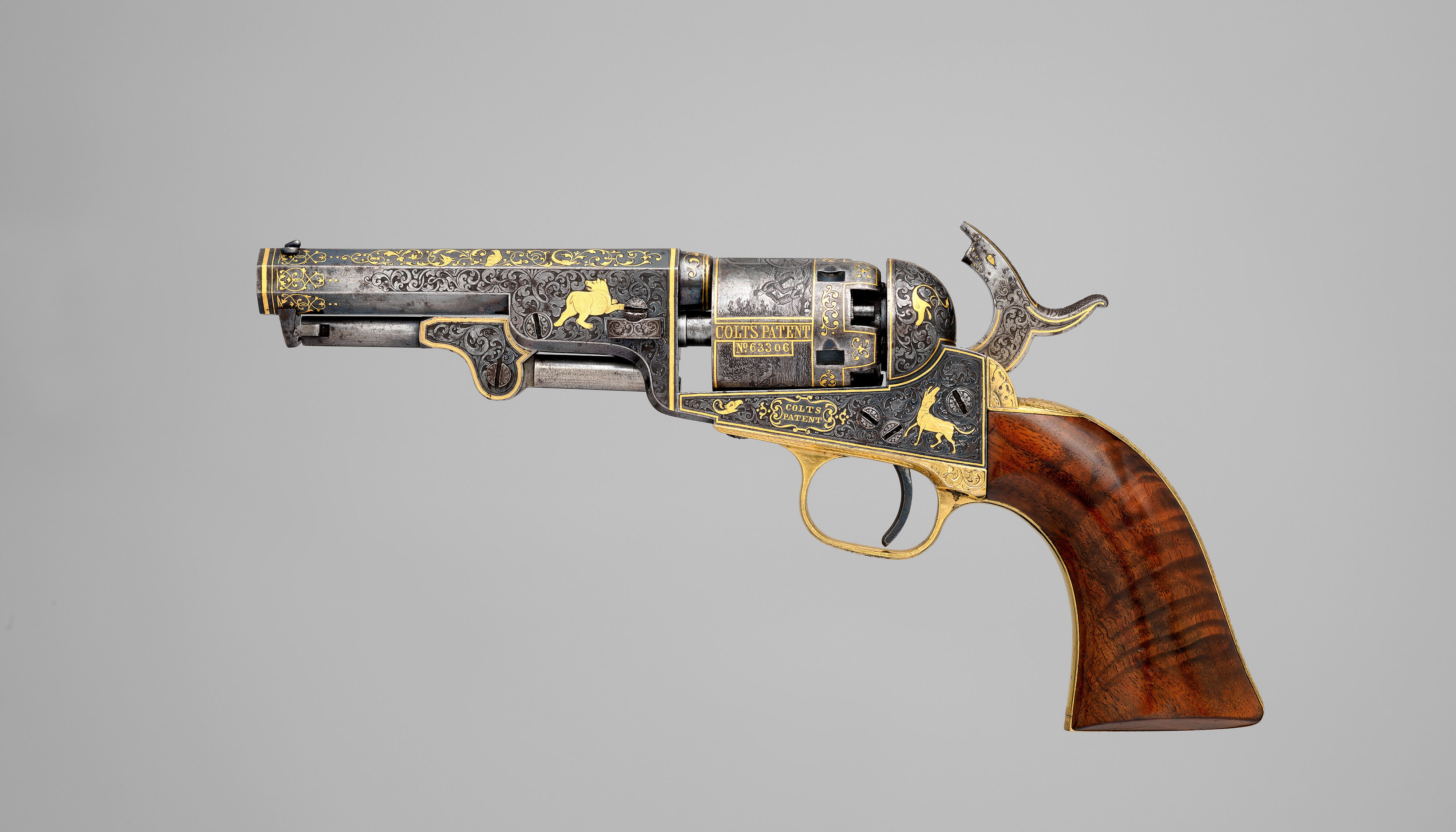 みきゅ Samuel Colt - Gold-inlaid Colt Model 1849 Pocket Revolver (serial