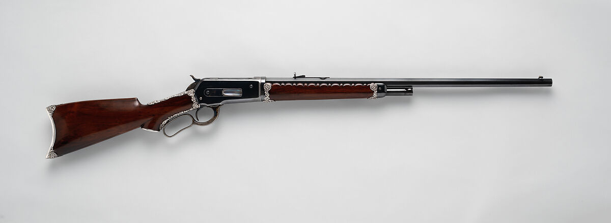 Winchester Model 1886 Takedown Rifle decorated by Tiffany & Co. (serial no. 120528), Winchester Repeating Arms Company (American, New Haven, Connecticut, founded 1866), Steel, silver, wood (rosewood), American, New Haven, Connecticut, and New York 