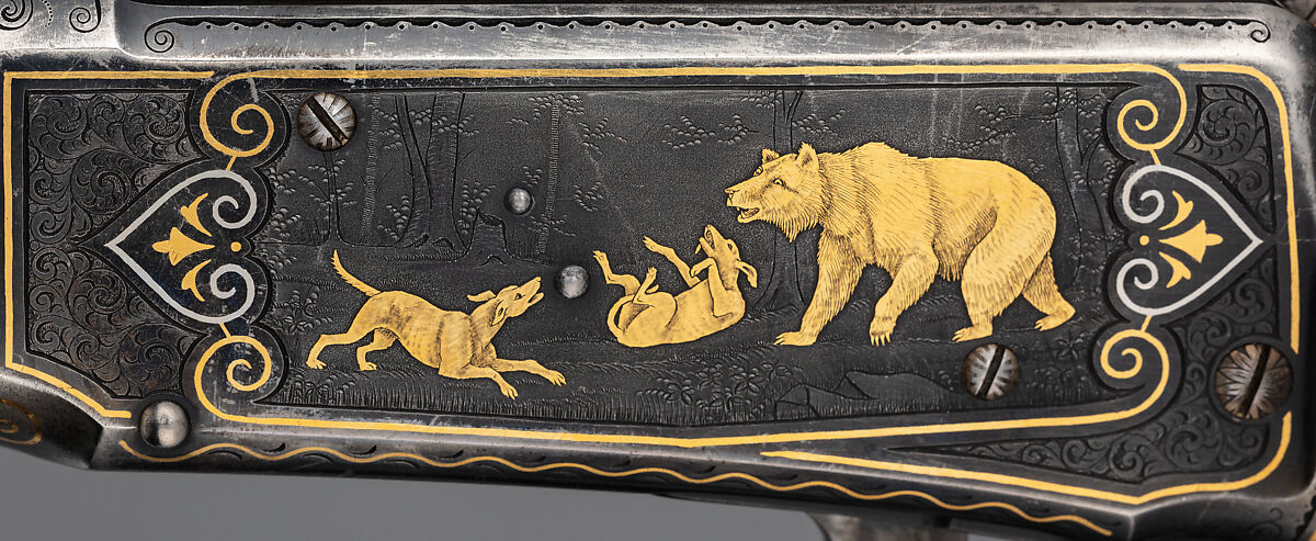 Winchester Model 1894 Takedown Rifle (serial no. 311946) with Box of Sights, Winchester Repeating Arms Company (American, New Haven, Connecticut, founded 1866), Steel, gold, platinum, silver, wood (walnut), leather, textile, American, New Haven, Connecticut