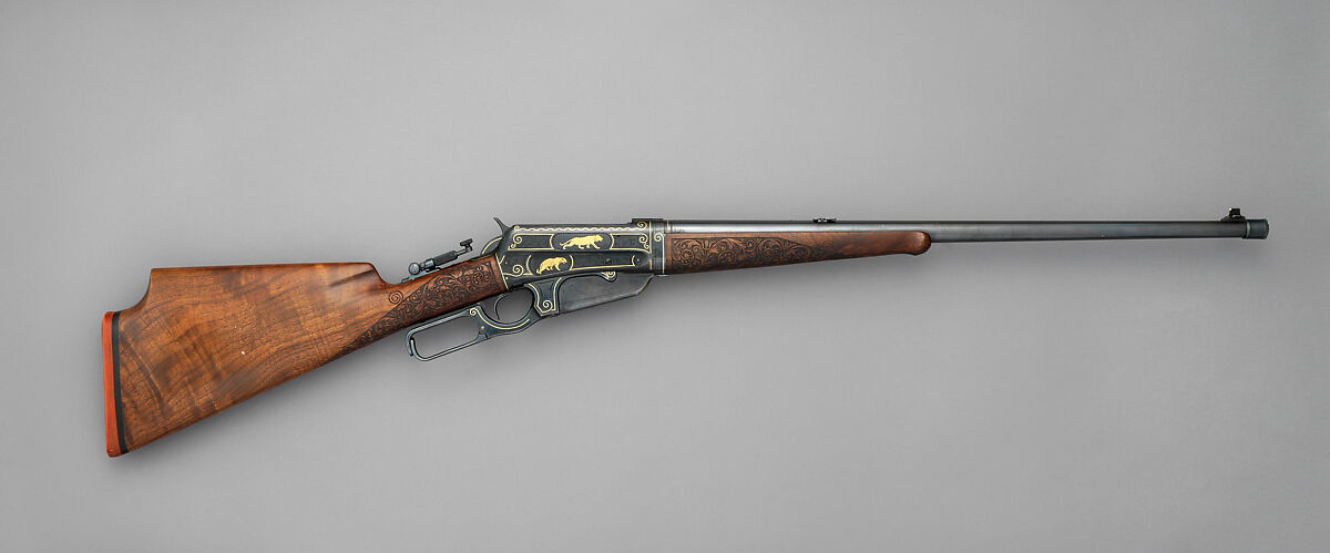 Winchester Model 1895 Takedown Rifle (serial no. 81851), Winchester Repeating Arms Company (American, New Haven, Connecticut, founded 1866), Steel, gold, platinum, wood, American, New Haven, Connecticut 