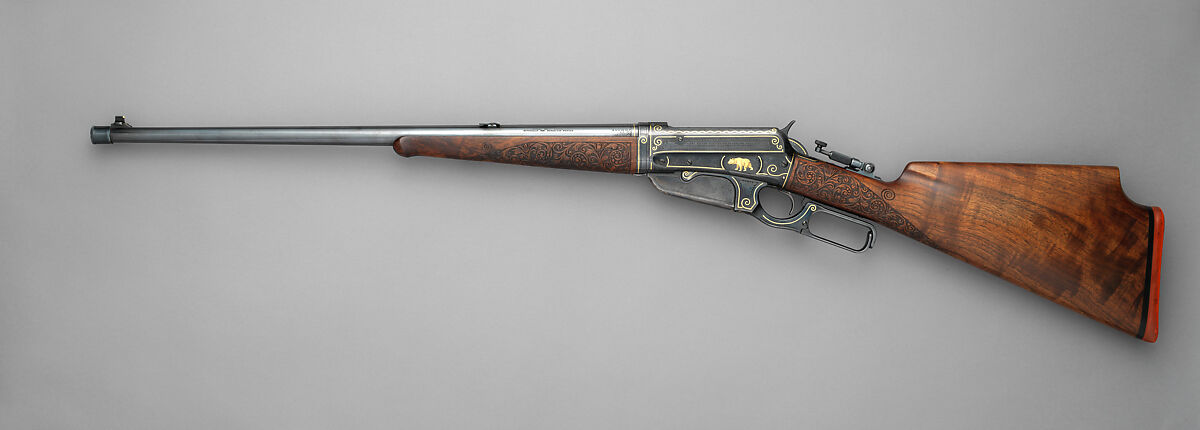 Winchester Model 1895 Takedown Rifle (serial no. 81851), Winchester Repeating Arms Company (American, New Haven, Connecticut, founded 1866), Steel, gold, platinum, wood, American, New Haven, Connecticut