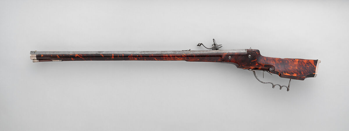 Wheellock Sporting Rifle, Martin Kammerer (German, Augsburg, active 1654–67), Steel, wood, iron, silver, tortoiseshell, German, Augsburg