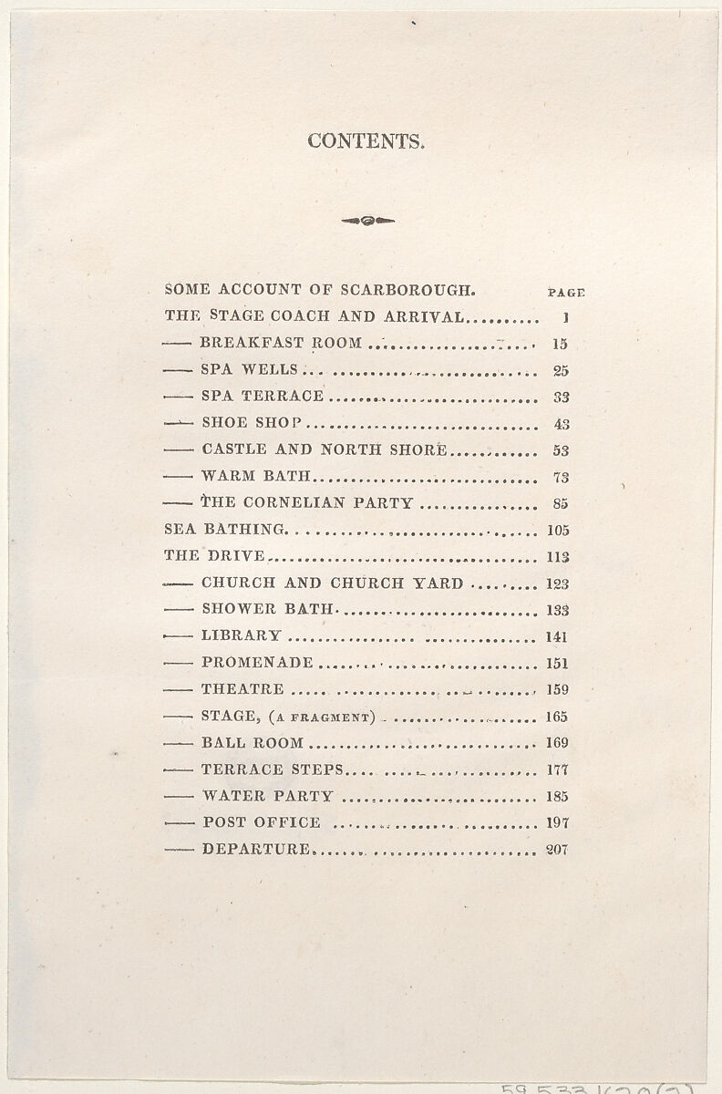 Table of Contents, Thomas Rowlandson (British, London 1757–1827 London), Letterpress 