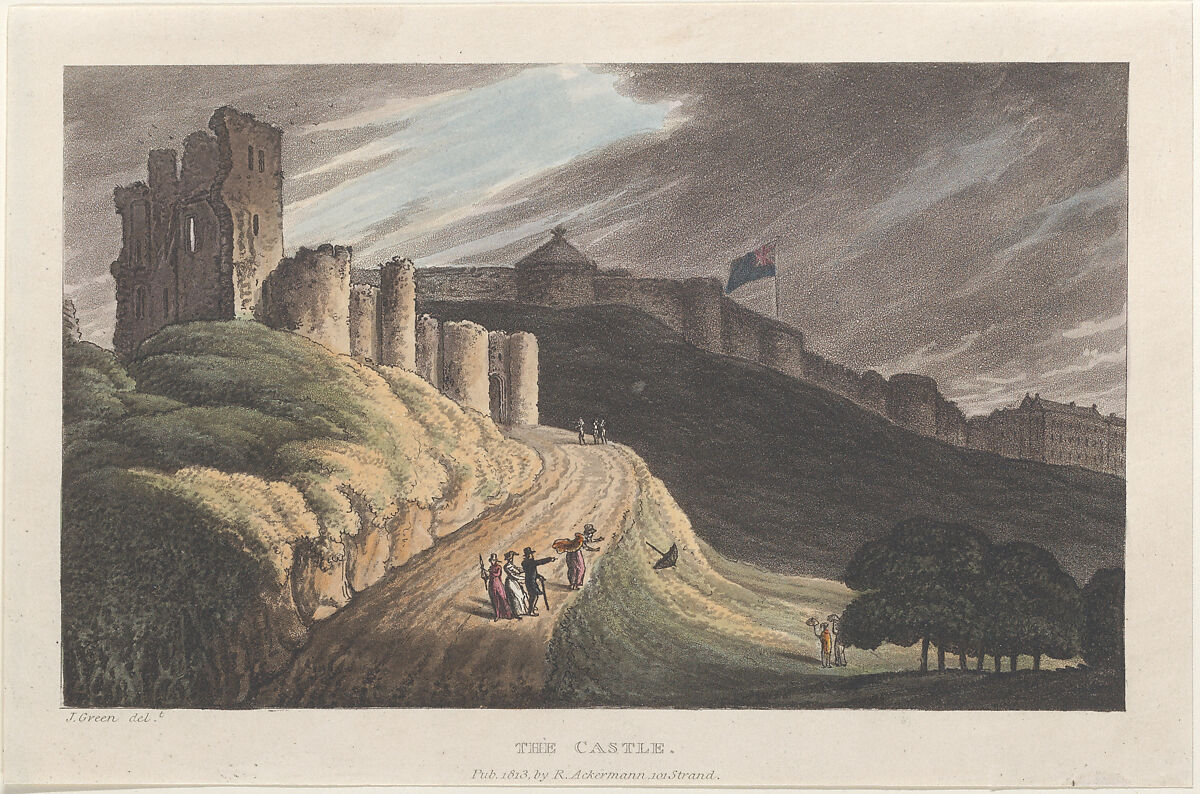 The Castle, Thomas Rowlandson (British, London 1757–1827 London), Hand-colored etching and aquatint 