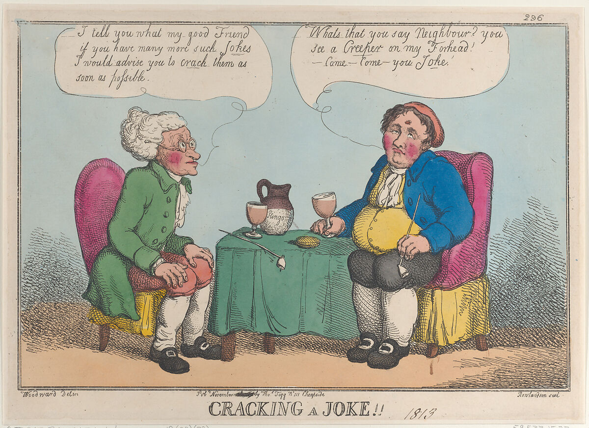 Cracking a Joke!!, Thomas Rowlandson (British, London 1757–1827 London), Hand-colored etching 
