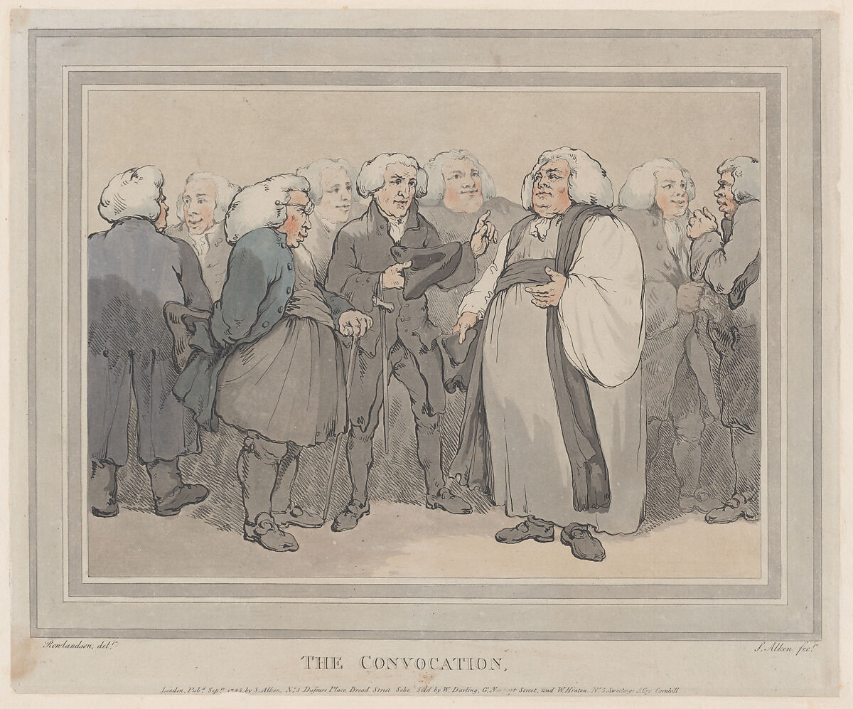 The Convocation, After Thomas Rowlandson (British, London 1757–1827 London), Hand-colored etching and aquatint 