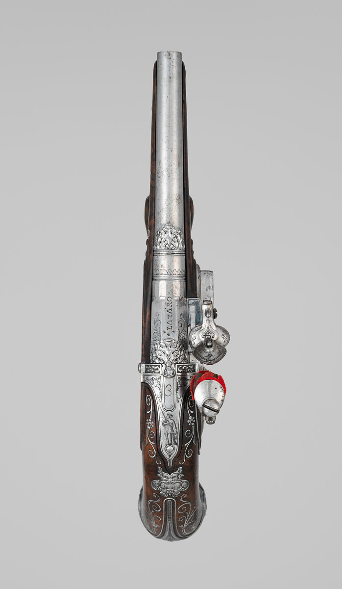 Combination Flintlock Pistol and Concealed Dagger, Probably by Matteo Cecchi, called Acquafresca (Italian, Bargi, 1651–1738), Steel, silver, wood (walnut), Italian, Bargi