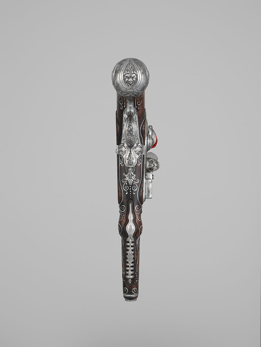 Combination Flintlock Pistol and Concealed Dagger, Probably by Matteo Cecchi, called Acquafresca (Italian, Bargi, 1651–1738), Steel, silver, wood (walnut), Italian, Bargi