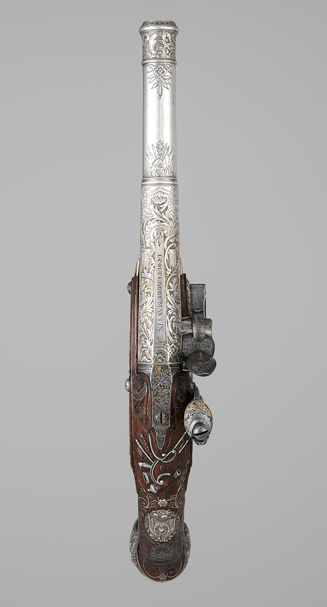 Pair of Flintlock Pistols, Claude Martin (French, Lyon 1735–1800 Lucknow), Steel, wood, silver, gold, Indian, Lucknow, and possibly British, London