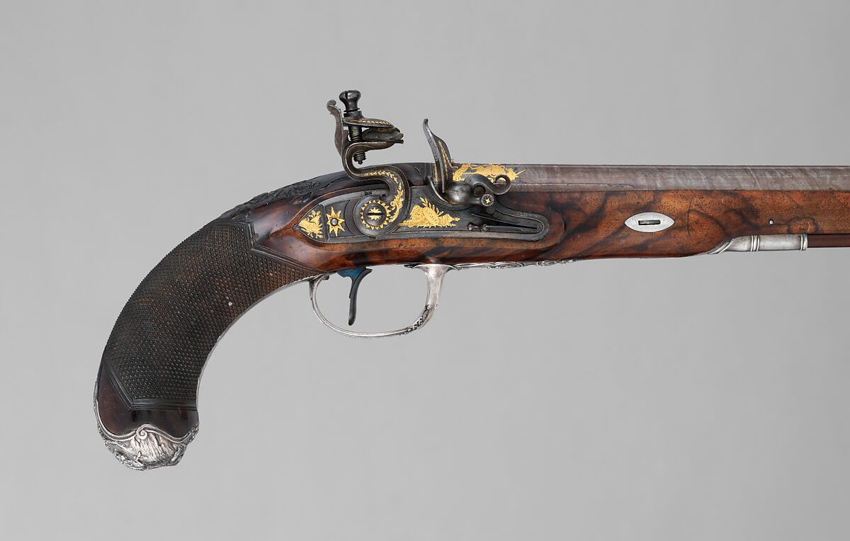 Pair of Flintlock Pistols of the Prince of Wales, later George IV (1762–1830), with Case and Accessories, Durs Egg (British, born Switzerland, baptized Oberbuchsiten, Switzerland 1748–1831 London), Steel, wood (walnut, rosewood, mahogany), silver, gold, horn, copper alloy, leather, textile, British, London