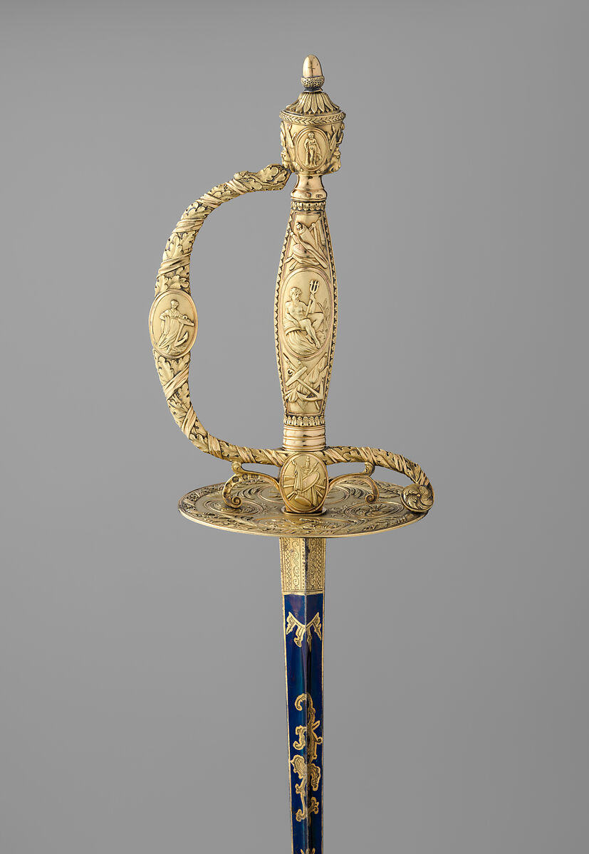 Smallsword with Scabbard and Case, Michael Barnett  British, Steel, gold, silver, wood, vellum, leather, copper alloy, silk, felt, British, London