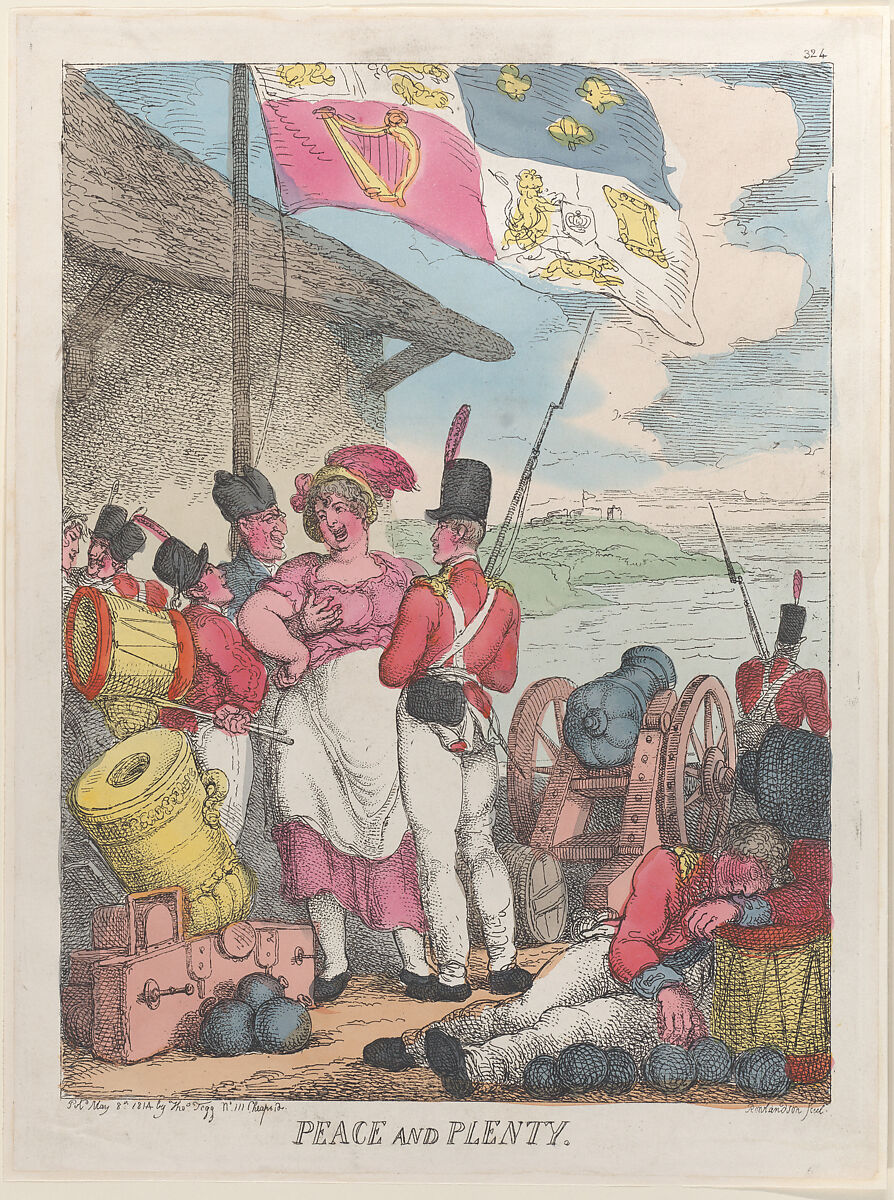 Peace and Plenty, Thomas Rowlandson (British, London 1757–1827 London), Hand-colored etching 