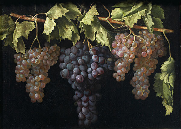 Still Life with Four Bunches of Grapes, Juan Fernández, "El Labrador" (Spanish, documented 1629–1657), Oil on canvas 