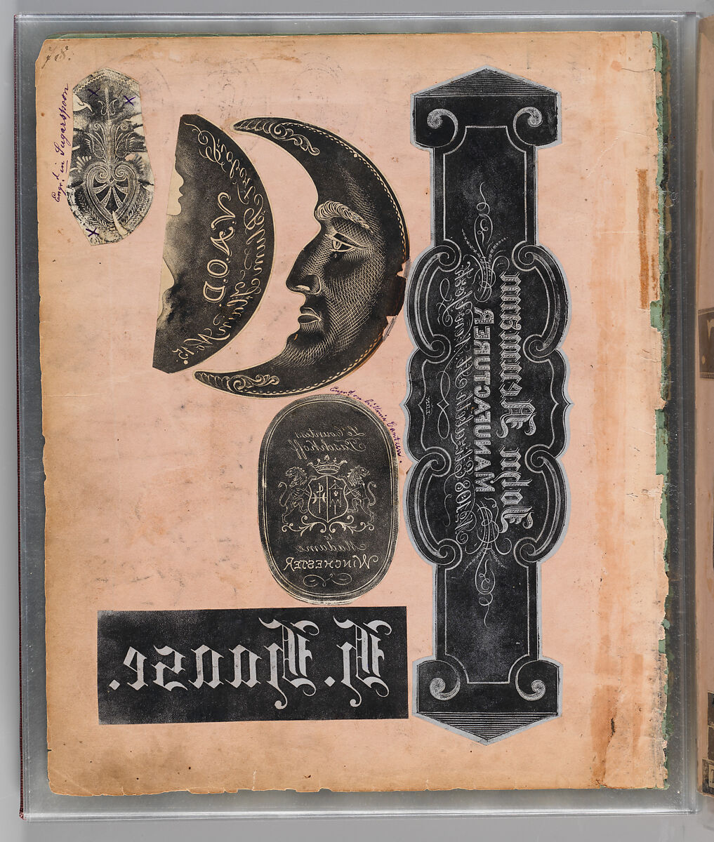 Workbook Recording the Engraved Firearms Ornament of Louis D. Nimschke (1832–1904), Louis Daniel Nimschke (American, born Ebersdorf, Reuss Schleiz, Germany July 14, 1832–April 9, 1904 Brooklyn, New York), Ink on paper, leather binding, American, New York