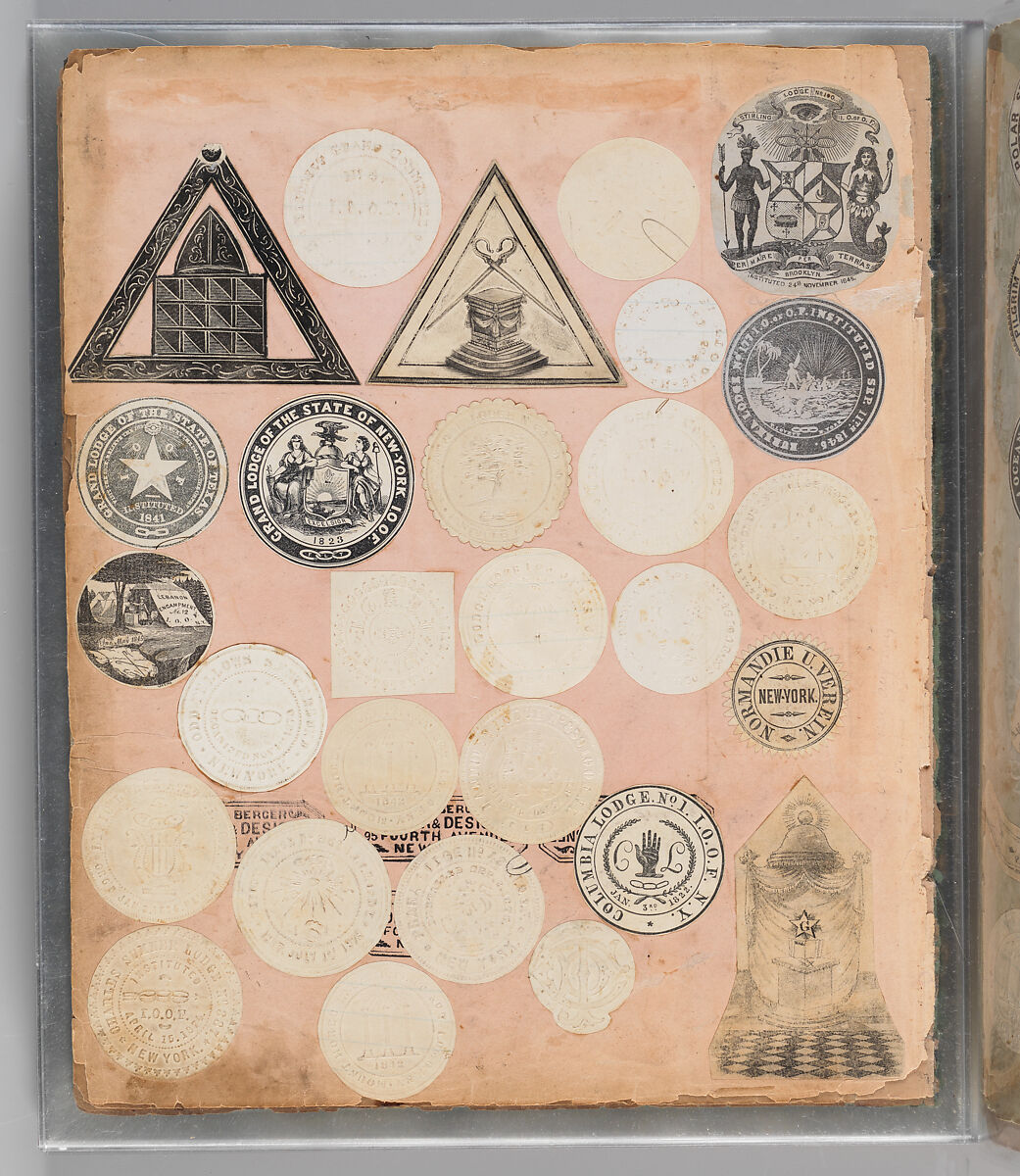 Workbook Recording the Engraved Firearms Ornament of Louis D. Nimschke (1832–1904), Louis Daniel Nimschke (American, born Ebersdorf, Reuss Schleiz, Germany July 14, 1832–April 9, 1904 Brooklyn, New York), Ink on paper, leather binding, American, New York