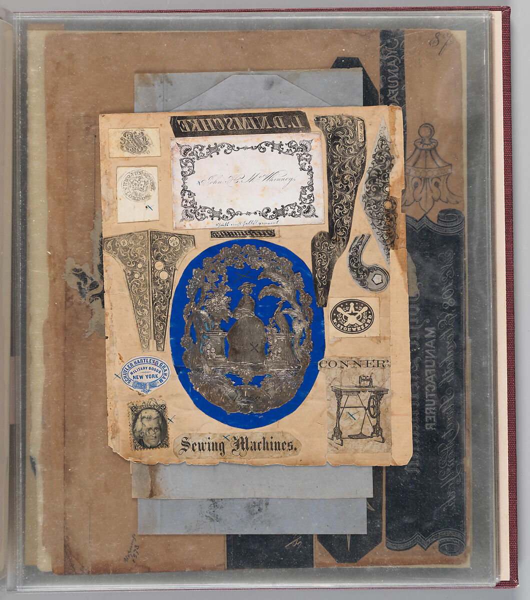 Workbook Recording the Engraved Firearms Ornament of Louis D. Nimschke (1832–1904), Louis Daniel Nimschke (American, born Ebersdorf, Reuss Schleiz, Germany July 14, 1832–April 9, 1904 Brooklyn, New York), Ink on paper, leather binding, American, New York