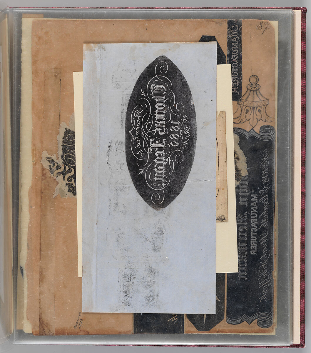 Workbook Recording the Engraved Firearms Ornament of Louis D. Nimschke (1832–1904), Louis Daniel Nimschke (American, born Ebersdorf, Reuss Schleiz, Germany July 14, 1832–April 9, 1904 Brooklyn, New York), Ink on paper, leather binding, American, New York