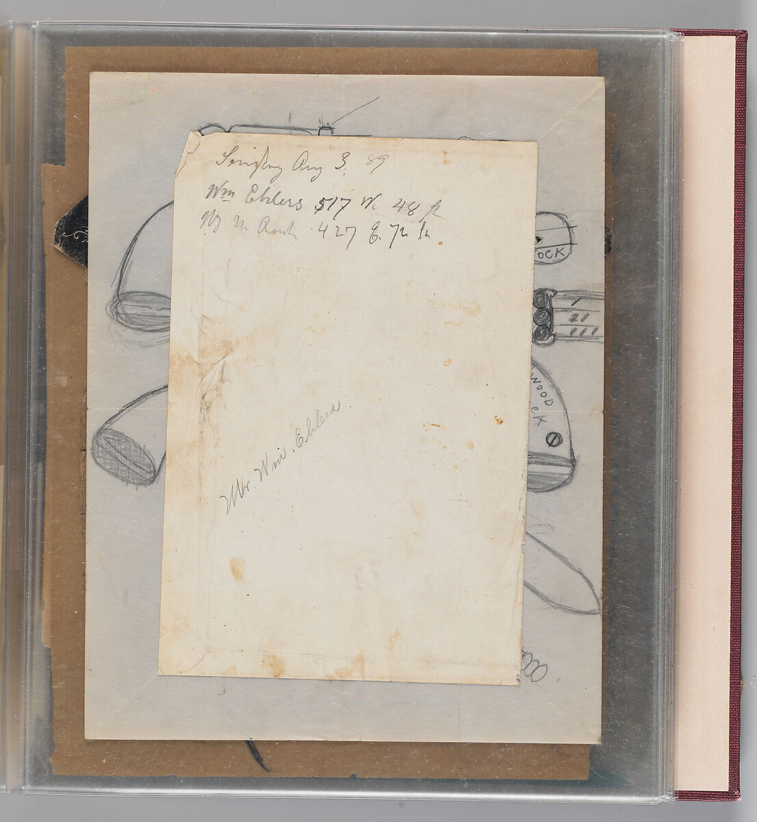 Workbook Recording the Engraved Firearms Ornament of Louis D. Nimschke (1832–1904), Louis Daniel Nimschke (American, born Ebersdorf, Reuss Schleiz, Germany July 14, 1832–April 9, 1904 Brooklyn, New York), Ink on paper, leather binding, American, New York