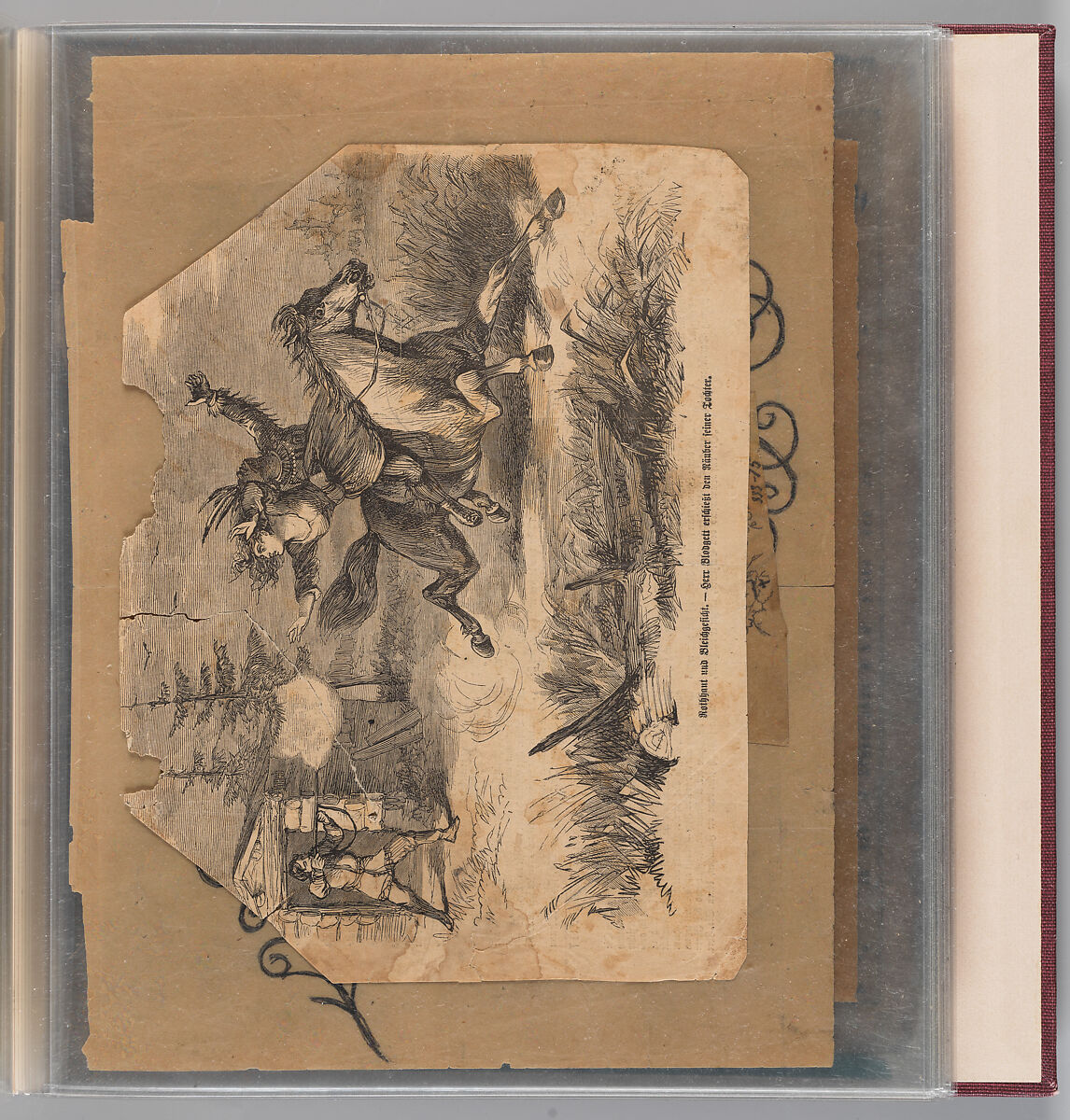 Workbook Recording the Engraved Firearms Ornament of Louis D. Nimschke (1832–1904), Louis Daniel Nimschke (American, born Ebersdorf, Reuss Schleiz, Germany July 14, 1832–April 9, 1904 Brooklyn, New York), Ink on paper, leather binding, American, New York