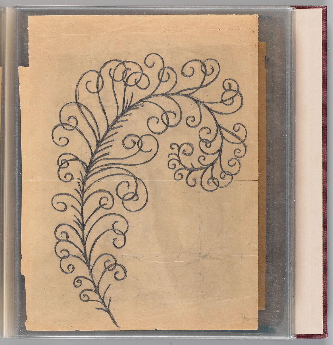 Workbook Recording the Engraved Firearms Ornament of Louis D. Nimschke (1832–1904), Louis Daniel Nimschke (American, born Ebersdorf, Reuss Schleiz, Germany July 14, 1832–April 9, 1904 Brooklyn, New York), Ink on paper, leather binding, American, New York