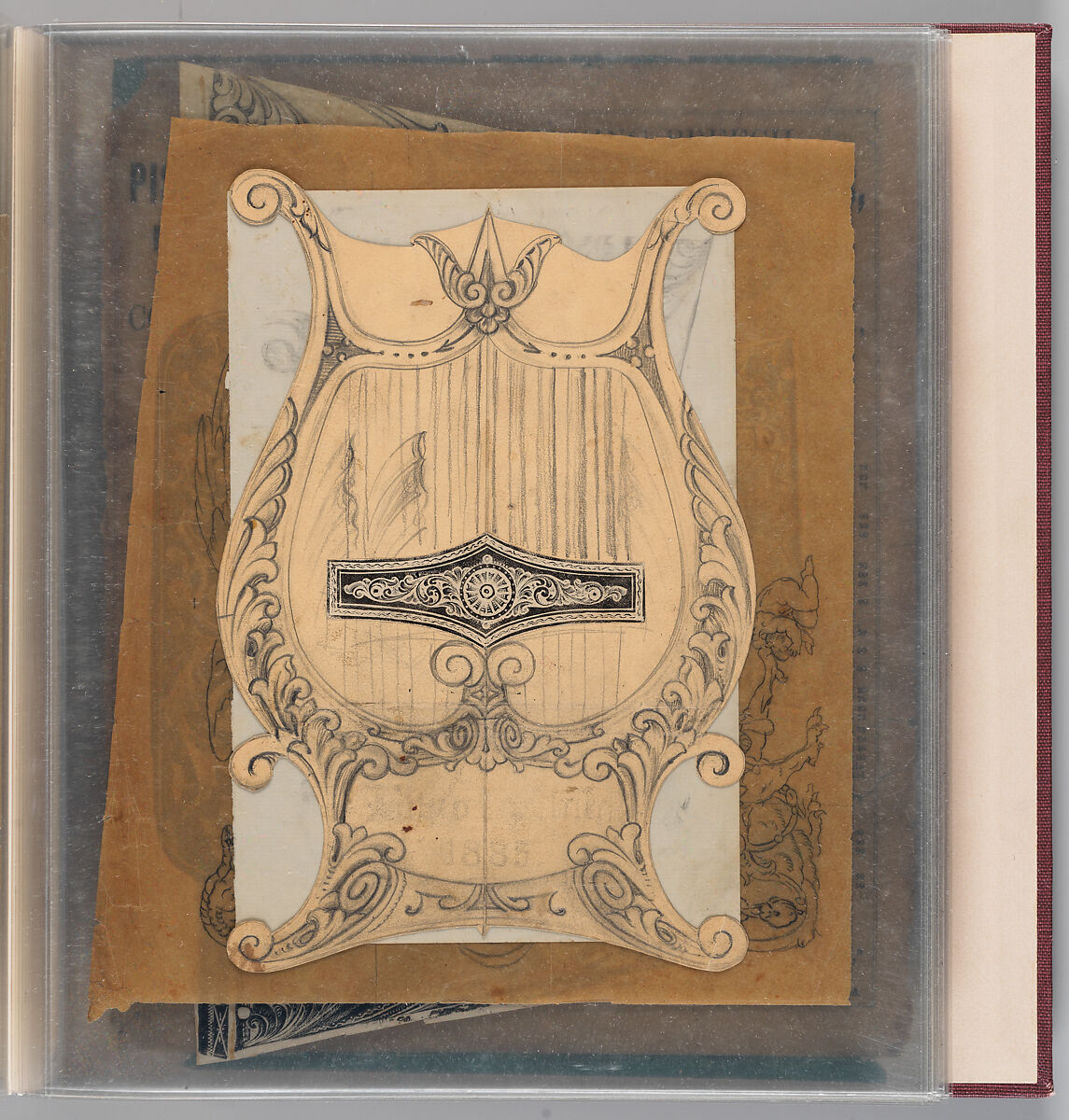 Workbook Recording the Engraved Firearms Ornament of Louis D. Nimschke (1832–1904), Louis Daniel Nimschke (American, born Ebersdorf, Reuss Schleiz, Germany July 14, 1832–April 9, 1904 Brooklyn, New York), Ink on paper, leather binding, American, New York