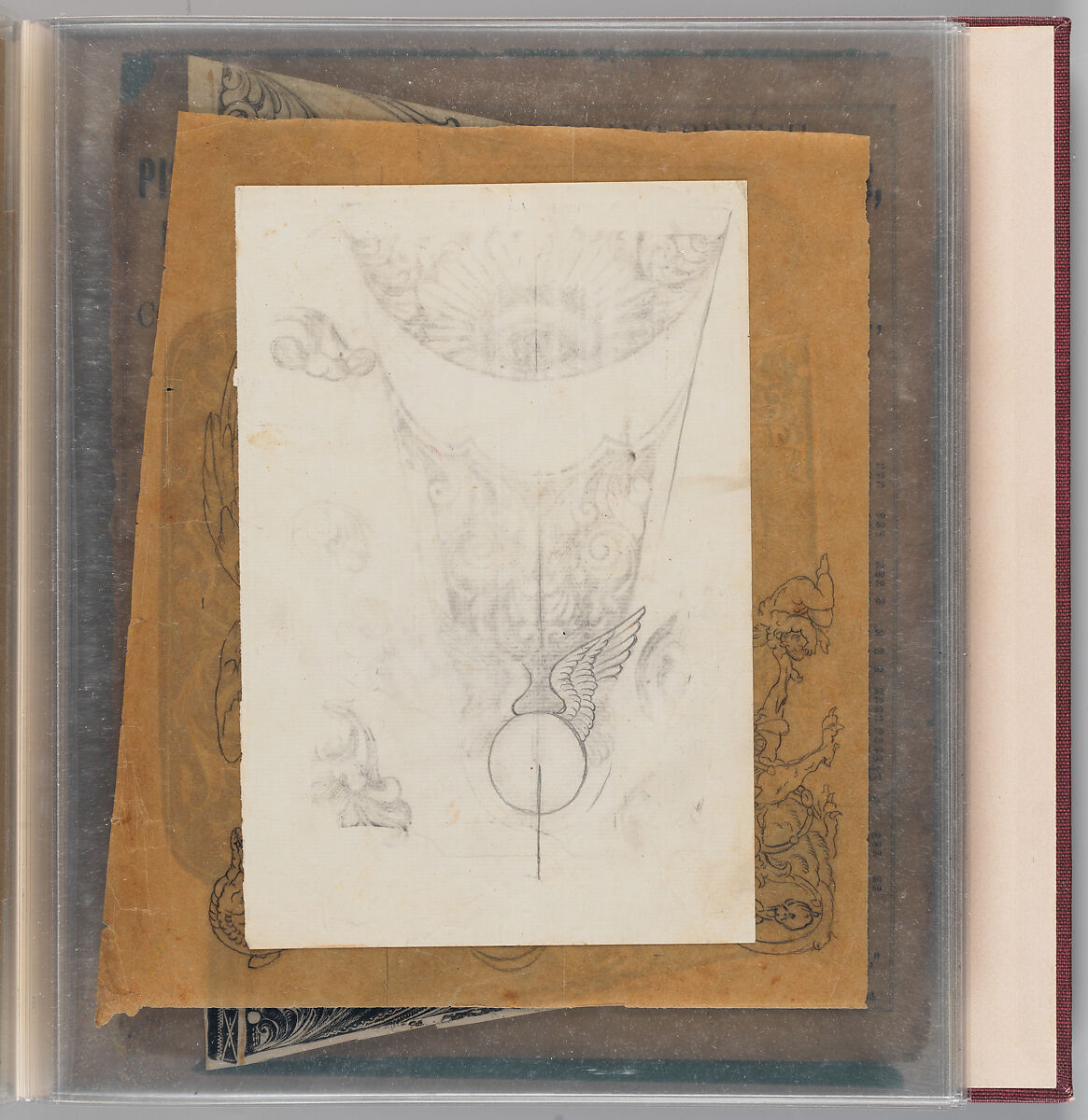Workbook Recording the Engraved Firearms Ornament of Louis D. Nimschke (1832–1904), Louis Daniel Nimschke (American, born Ebersdorf, Reuss Schleiz, Germany July 14, 1832–April 9, 1904 Brooklyn, New York), Ink on paper, leather binding, American, New York