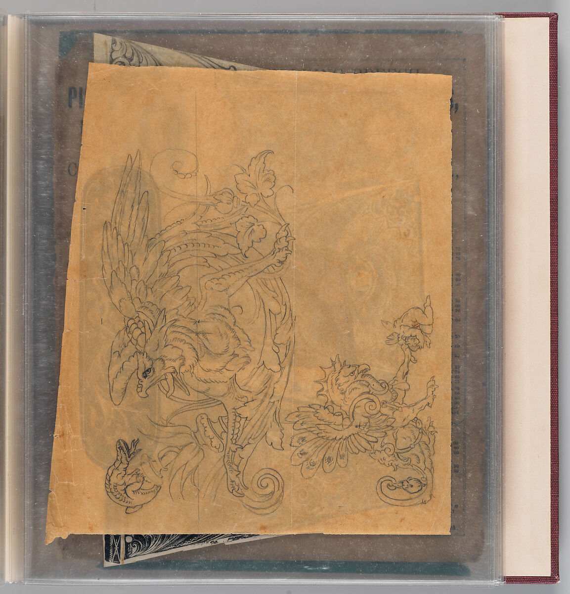 Workbook Recording the Engraved Firearms Ornament of Louis D. Nimschke (1832–1904), Louis Daniel Nimschke (American, born Ebersdorf, Reuss Schleiz, Germany July 14, 1832–April 9, 1904 Brooklyn, New York), Ink on paper, leather binding, American, New York