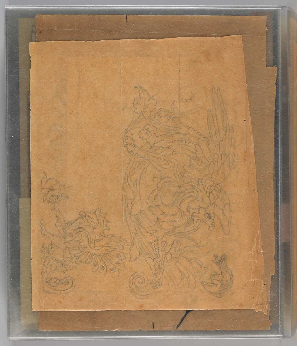 Workbook Recording the Engraved Firearms Ornament of Louis D. Nimschke (1832–1904), Louis Daniel Nimschke (American, born Ebersdorf, Reuss Schleiz, Germany July 14, 1832–April 9, 1904 Brooklyn, New York), Ink on paper, leather binding, American, New York