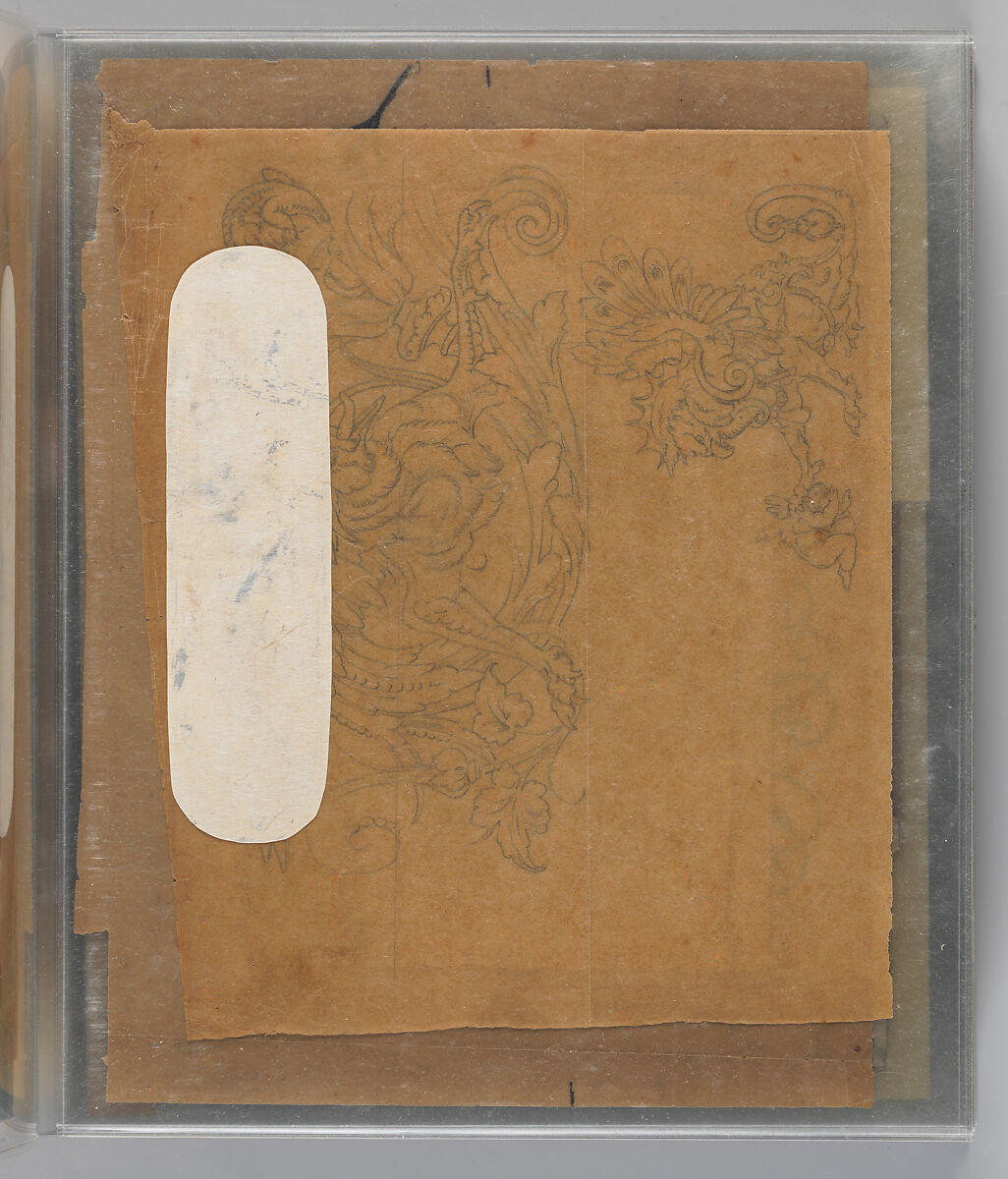 Workbook Recording the Engraved Firearms Ornament of Louis D. Nimschke (1832–1904), Louis Daniel Nimschke (American, born Ebersdorf, Reuss Schleiz, Germany July 14, 1832–April 9, 1904 Brooklyn, New York), Ink on paper, leather binding, American, New York