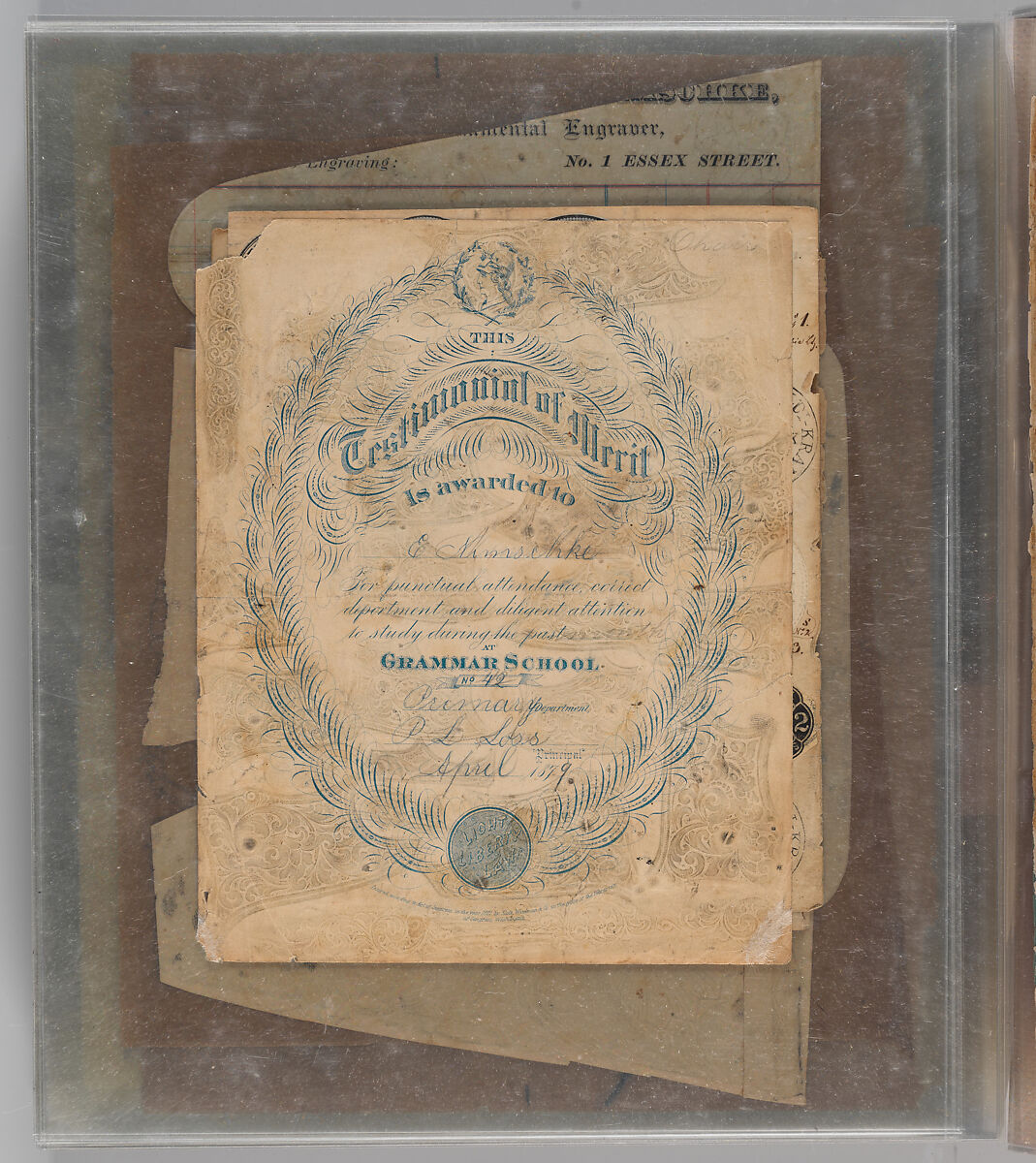 Workbook Recording the Engraved Firearms Ornament of Louis D. Nimschke (1832–1904), Louis Daniel Nimschke (American, born Ebersdorf, Reuss Schleiz, Germany July 14, 1832–April 9, 1904 Brooklyn, New York), Ink on paper, leather binding, American, New York