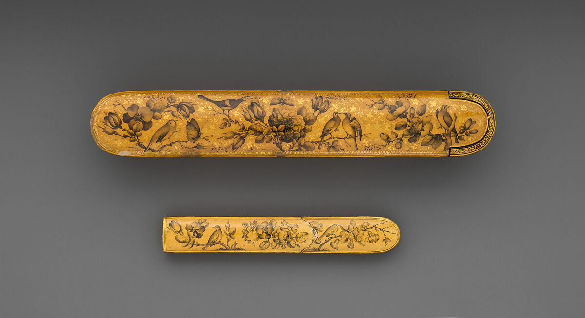 Pen Box and Glass Case, Fathallah Shirazi (Iranian, active 1850s–80s), Lacquer 