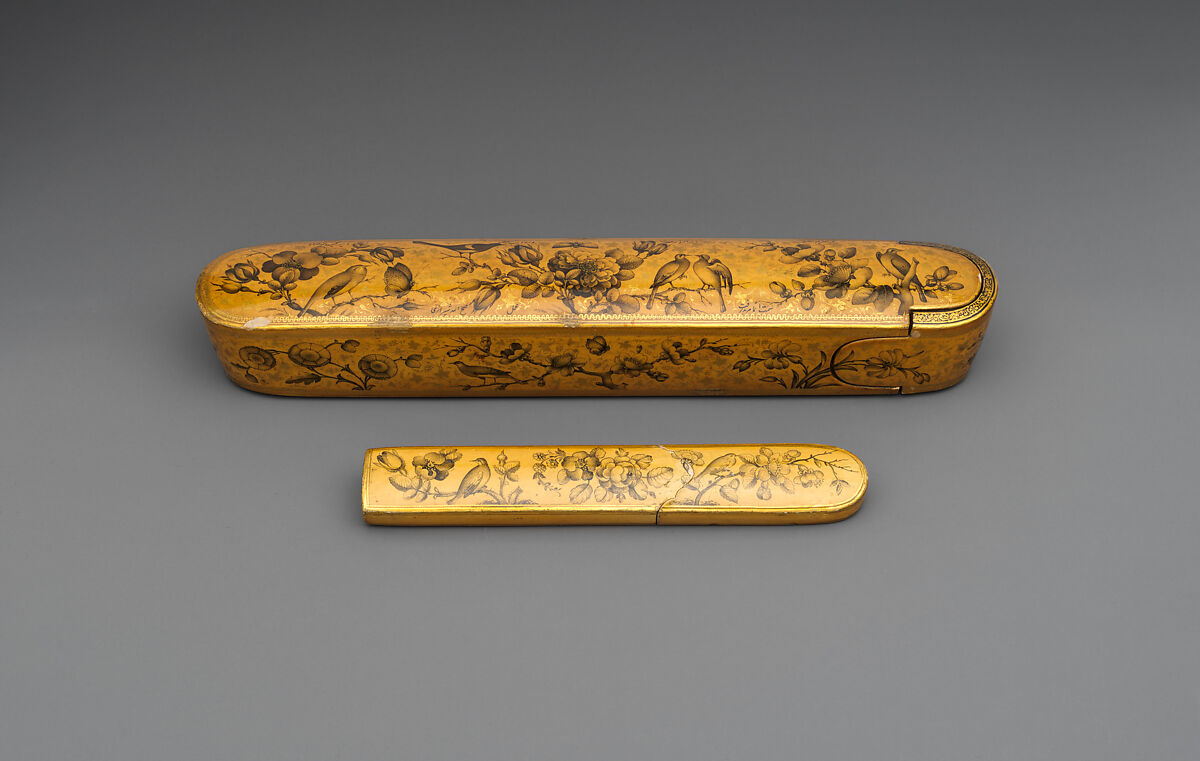 Pen Box and Glass Case, Fathallah Shirazi (Iranian, active 1850s–80s), Lacquer 