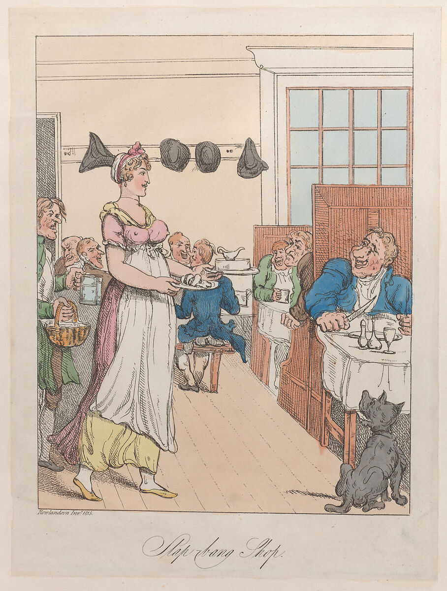 Slap-Bang Shop, Thomas Rowlandson (British, London 1757–1827 London), Hand-colored etching 