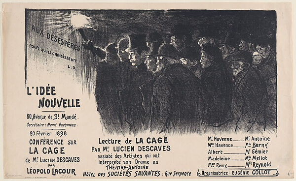 Au Désespérés pour qu'ils Choisissent!, Théophile-Alexandre Steinlen (French (born Switzerland), Lausanne 1859–1923 Paris), Lithograph 