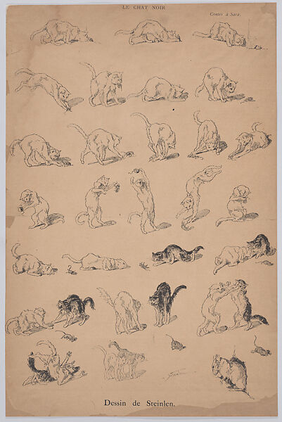 Dessin de Steinlen (Sheet of Illustrations from Le Chat Noir), Théophile-Alexandre Steinlen (French (born Switzerland), Lausanne 1859–1923 Paris), Gillotage 