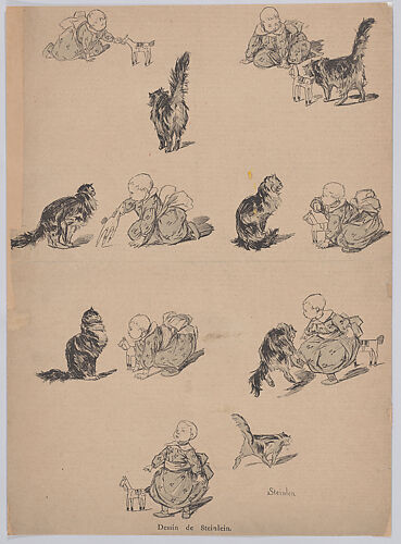 Dessin de Steinlen (Sheet of Illustrations from Le Chat Noir)