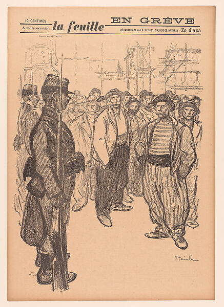 On Strike (En Grève), from "Le Feuille", Théophile-Alexandre Steinlen (French (born Switzerland), Lausanne 1859–1923 Paris), Gillotage 